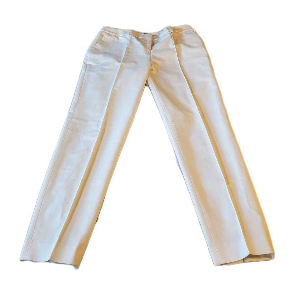 Lafayette 148 white pants womens Sz 10 Cotton Straight Leg Office Career